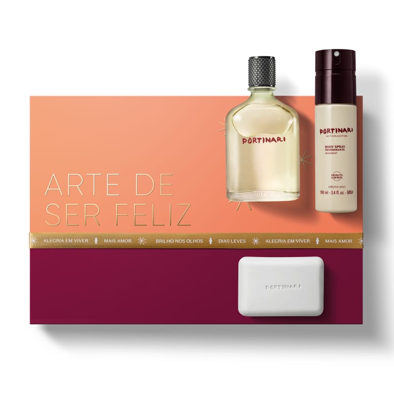 Kit Presente de Natal Boticollection R$ 169,90 - 01 Boticollection Portinari Desodorante Colônia 100ml; 01 Sabonete em Barra Perfumado Boticollection Portinari 125g;  01 Desodorante Body Spray Boticollection Portinari 100ml