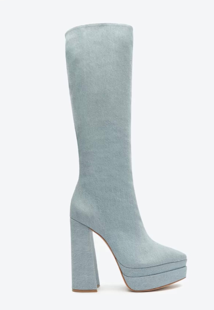 Bota cano alto jeans