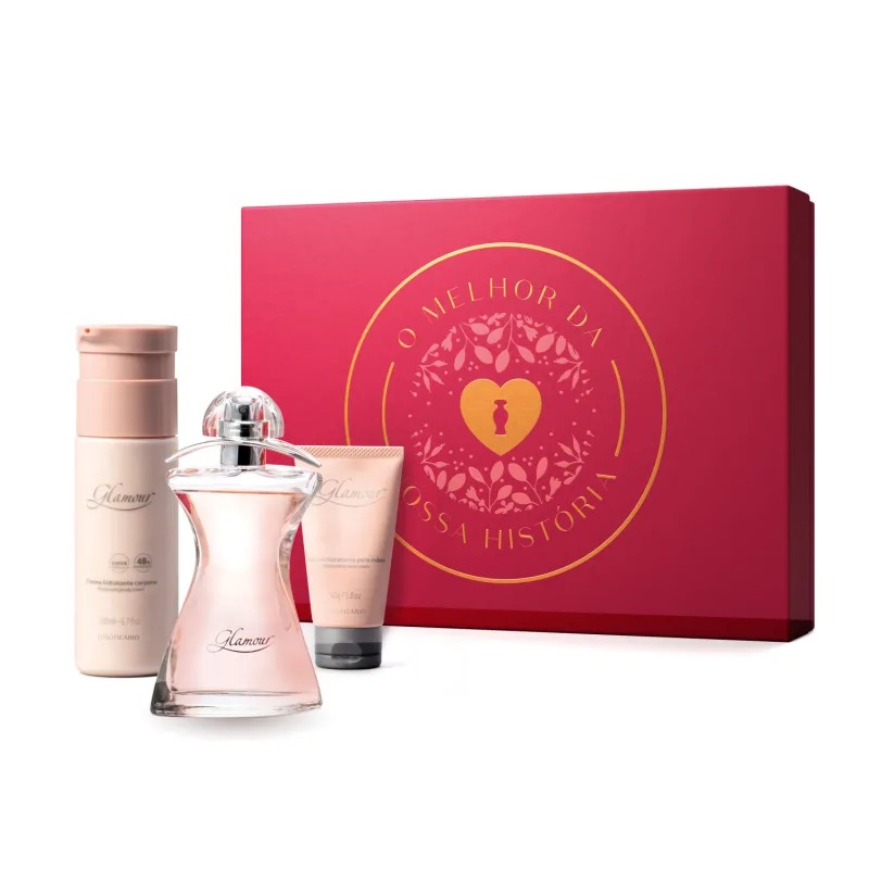 Kit Glamour: Desodorante Colônia 75ml + Creme Corporal 200ml + Creme de Mãos 50g - 5x R$ 36,98