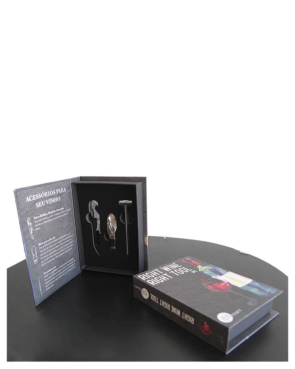 Estojo com Saca Rolha, Tampa Para Garrafa, Bico Dosador, Corta Lacre -R$ 74,90