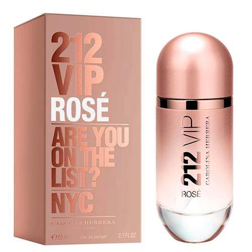 212 VIP Rosé Carolina Herrera - Floral amadeirado. Champange rosé formam as notas de saída de 212 Vip Rosé Feminino Eau de Parfum. No coração surgem notas de flor de pêssego e no fundo, queen wood.