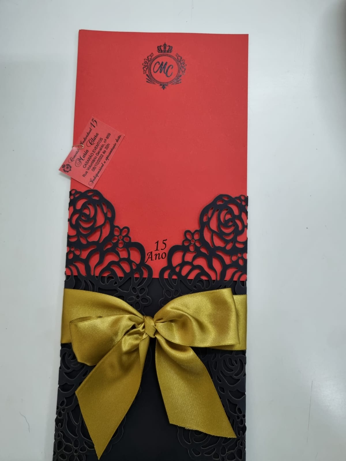 O convite de Maria Clara para a festa que celebrou seus 15 anos