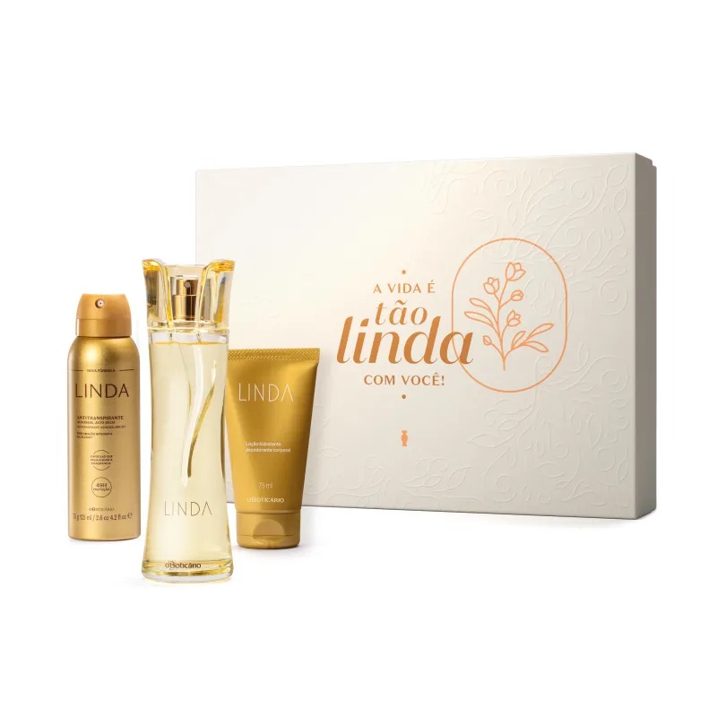 Kit Linda - Desodorante Colônia 100ml + Antitranspirante 75g + Creme Corporal 75ml - 5x R$ 29,98
