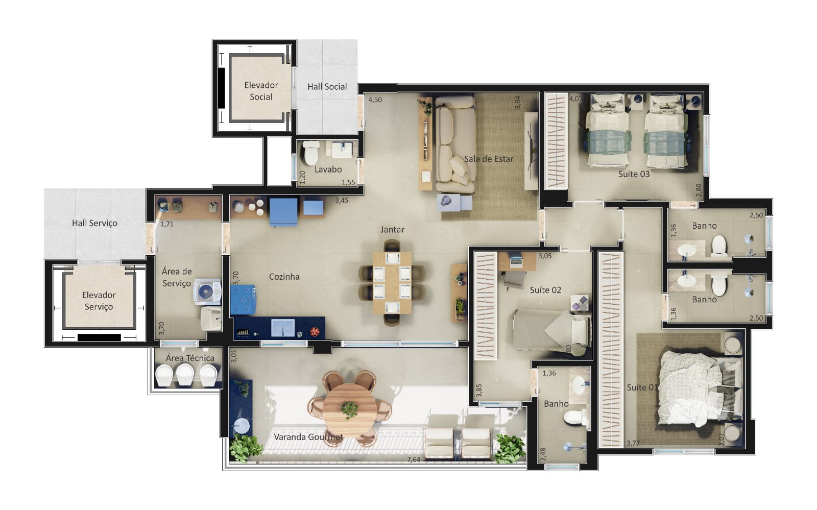 Opção com 3 quartos