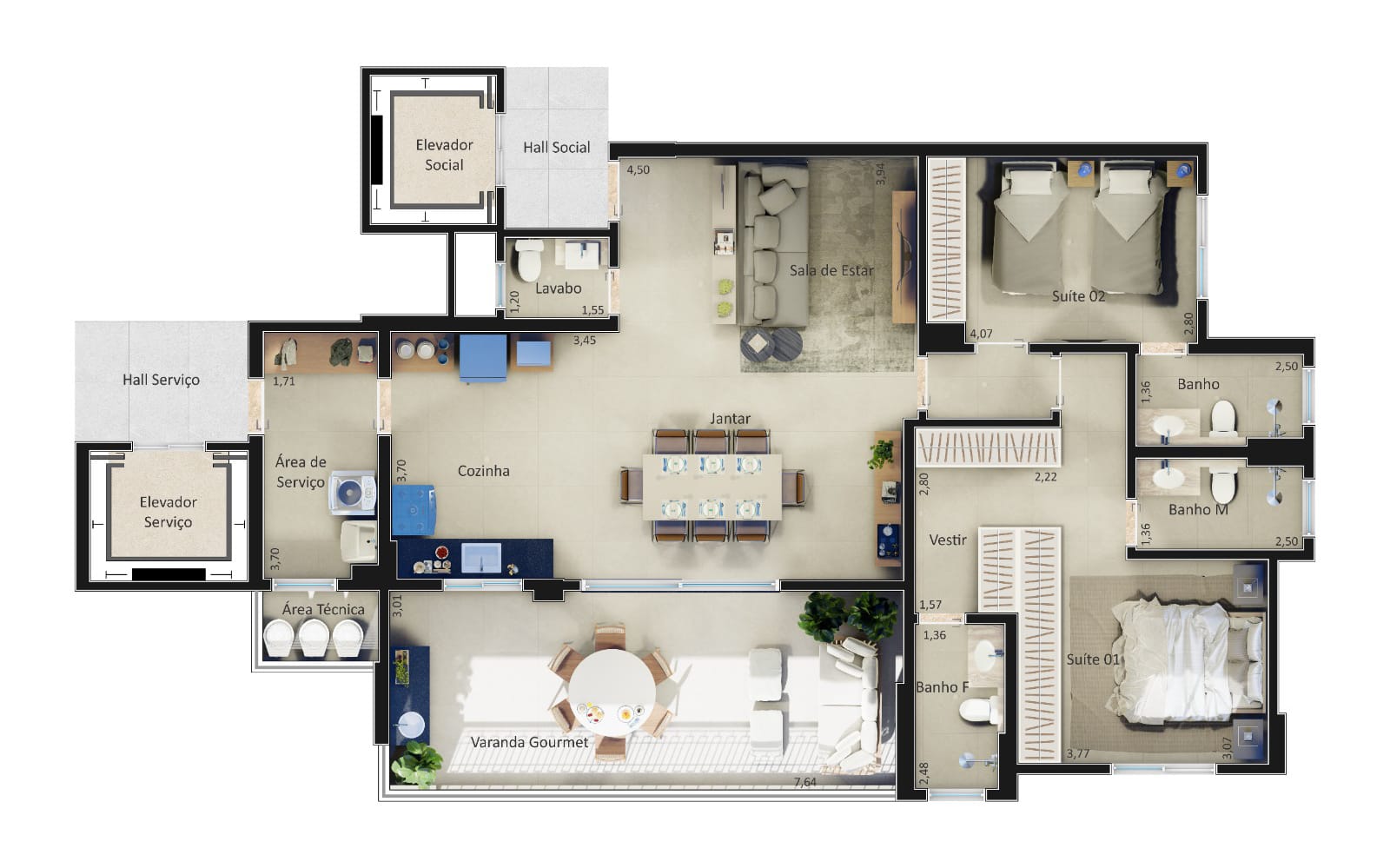 Opção com 2 quartos